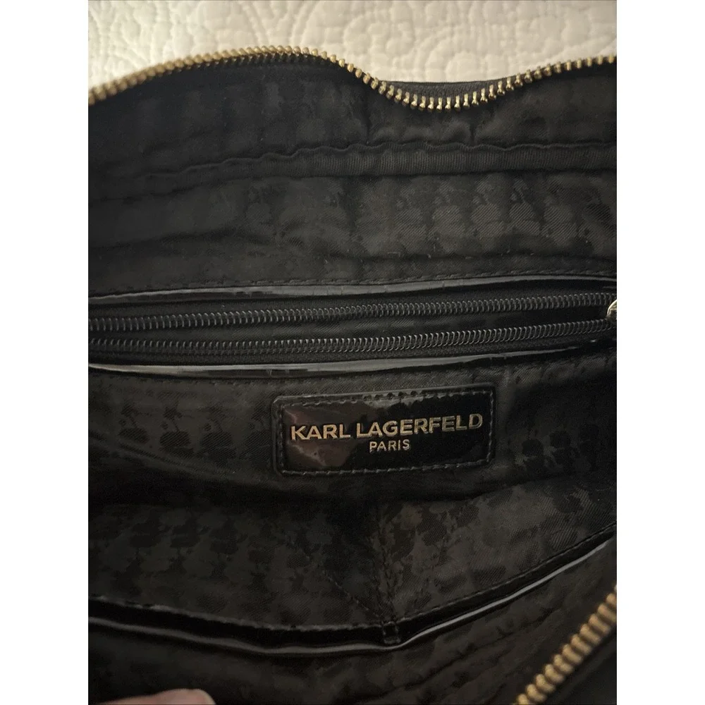 Karl Lagerfeld  Black Purse With Patent Leather‎ Accents